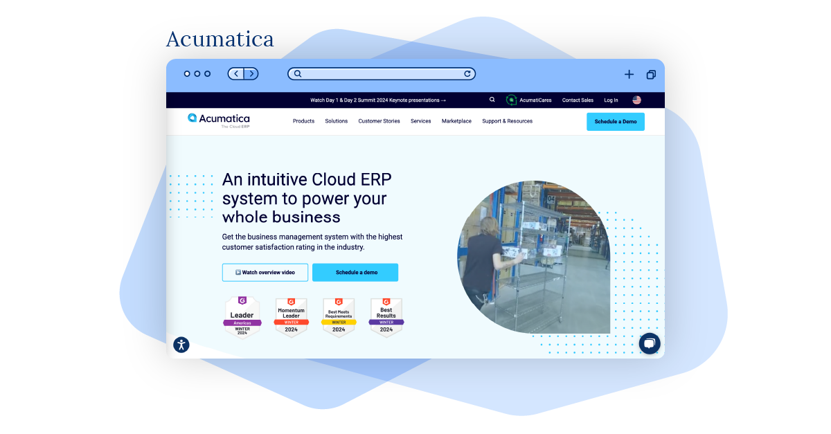 Screenshot of Acumatica’s ERP system.
