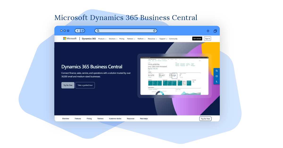 Screenshot of Microsoft Dynamics 365 Business Central’s ERP system.